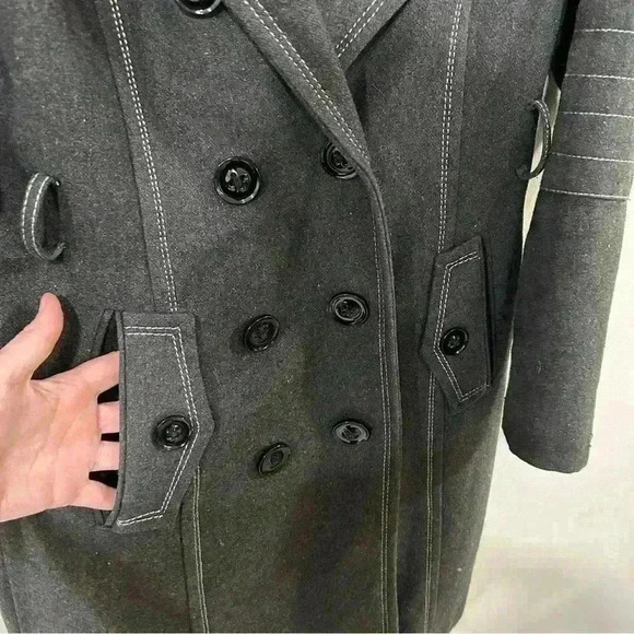 Miss Sixty Wool Blend Button Front Dark Grey Peacoat Women’s Size Medium - Picture 2 of 7